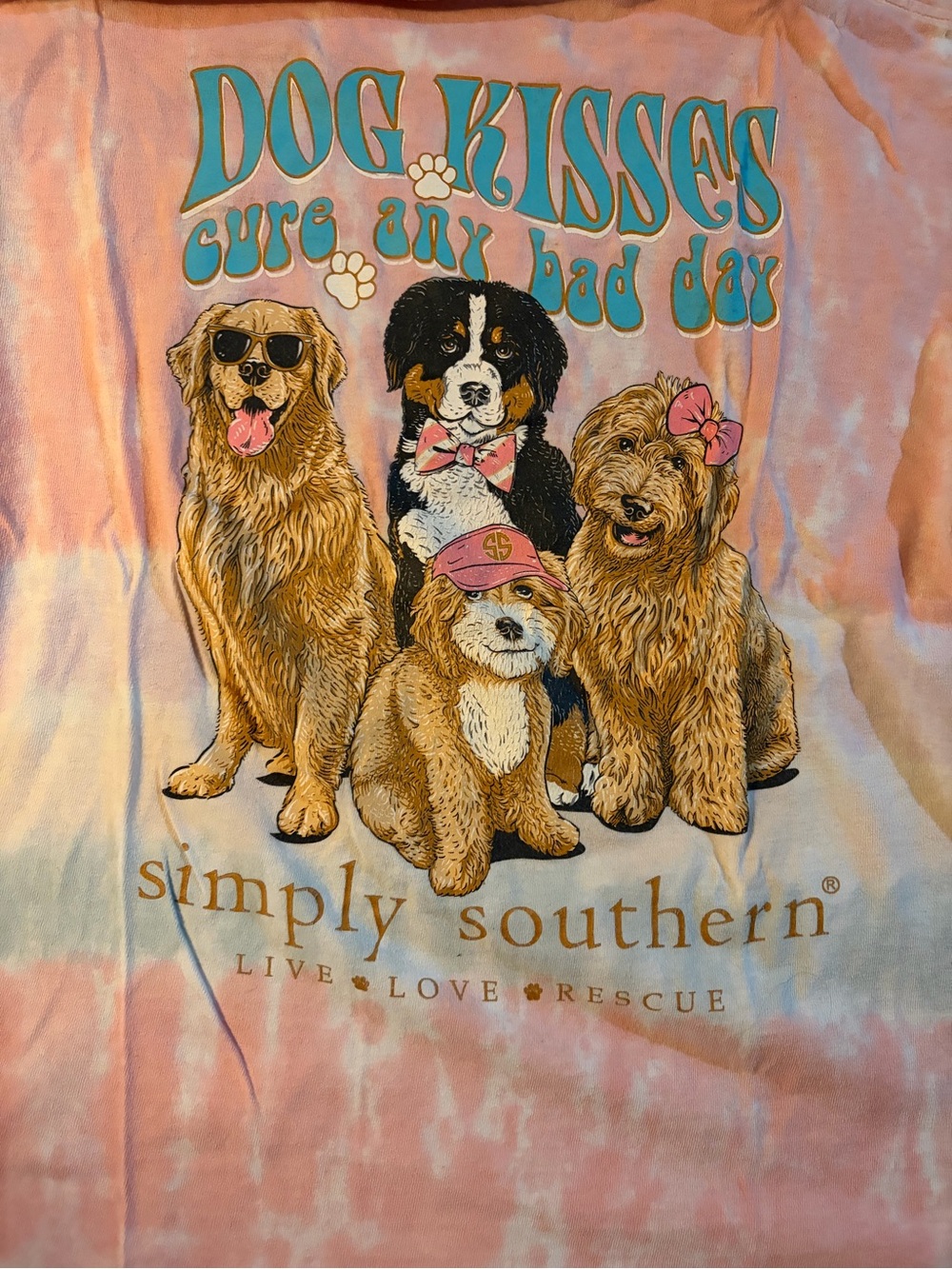 Simply Southern Pink Tie-Dye 'Dog Kisses' Graphic Dog Tee